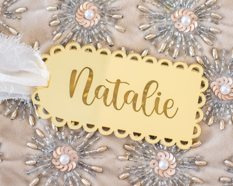 Scalloped Gold Name Tag