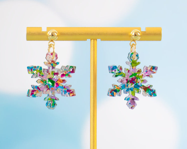 Small Glitter Snowflake Earrings