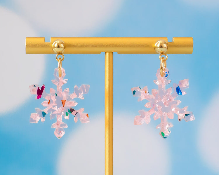 Pink Snowflake Earrings