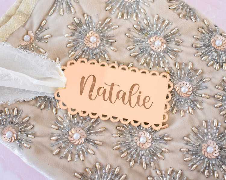 Scalloped Gold Name Tag