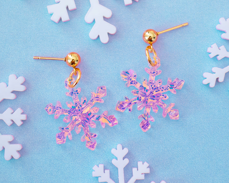Holographic Snowflake Earrings