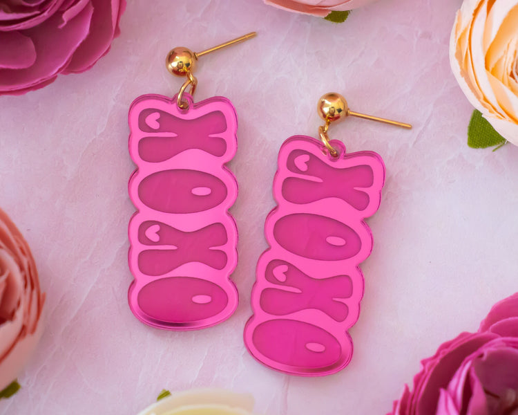 Retro Valentines Earrings Kisses Dangles