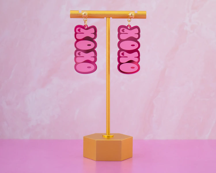 Retro Valentines Earrings Kisses Dangles