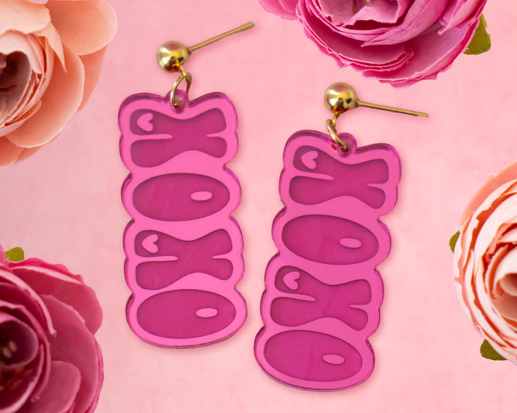 Retro Valentines Earrings Kisses Dangles