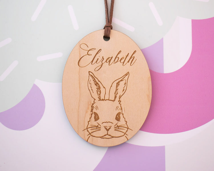 Wood Easter Bunny Basket Tag