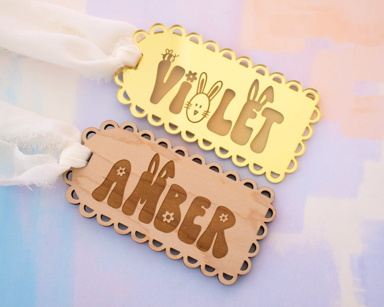 Scalloped Easter Basket Tag, Wood Tag