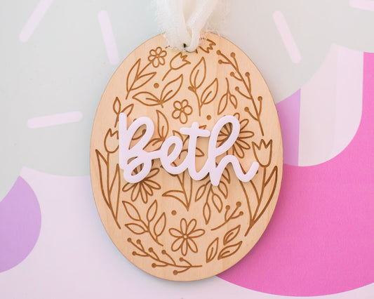 Flower Egg Easter Basket Tag