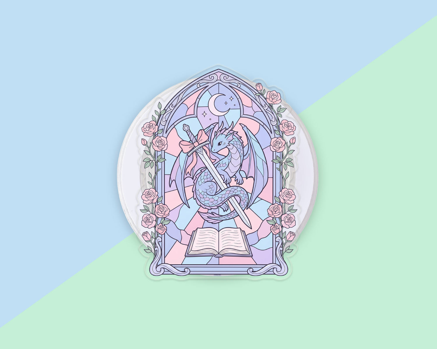 Pastel Stained Glass Dragon magnetic phone grip, additional product photo 4