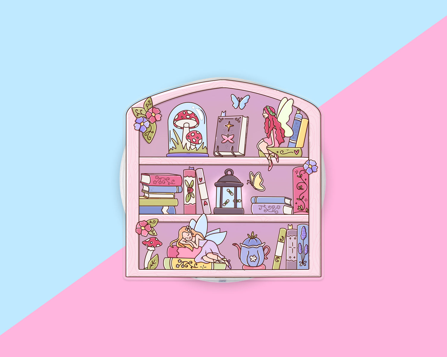 Pink Fairy Bookshelf magnetic phone grip, additional product photo 3