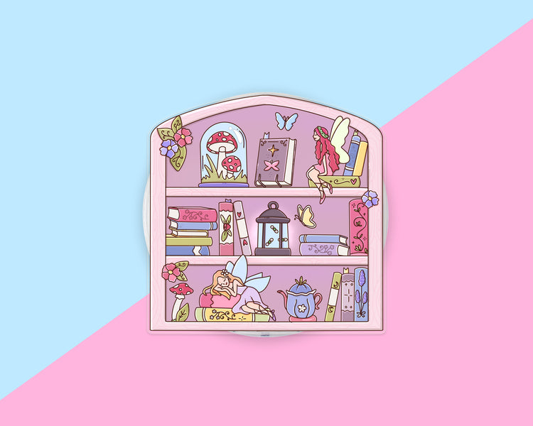 Pink Fairy Bookshelf magnetic phone grip, additional product photo 3
