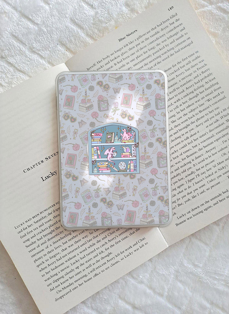 Blue Glitter Fantasy Bookshelf Phone Grip Magnetic E-Reader Grip For Kindle