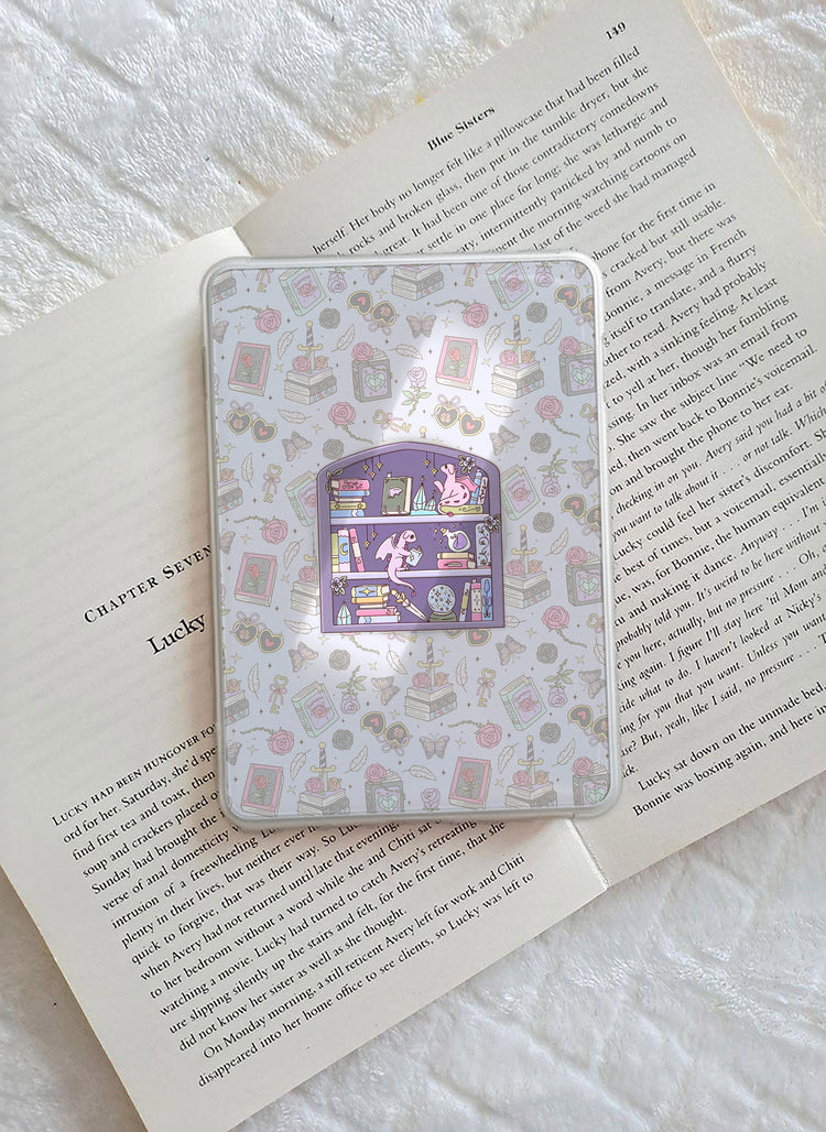 Purple Glitter Fantasy Bookshelf Phone Grip Magnetic E-Reader Grip For Kindle