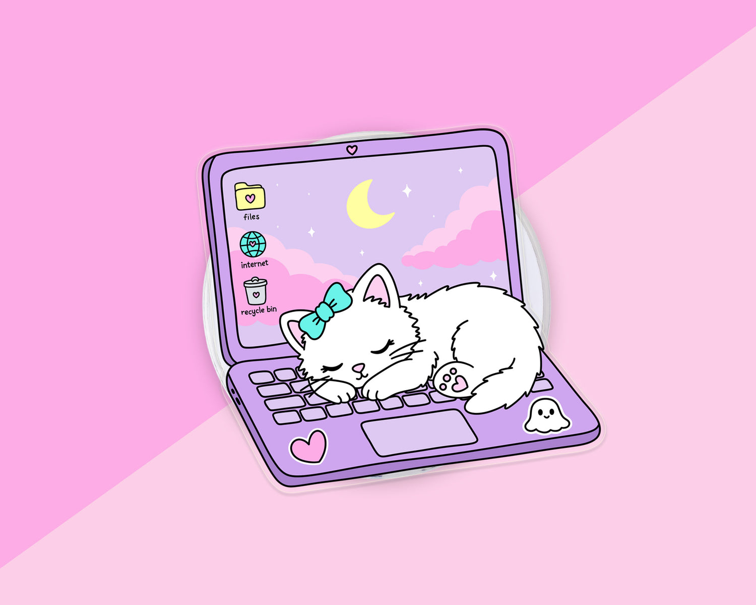 Cat Laptop magnetic phone grip, additional product photo 3