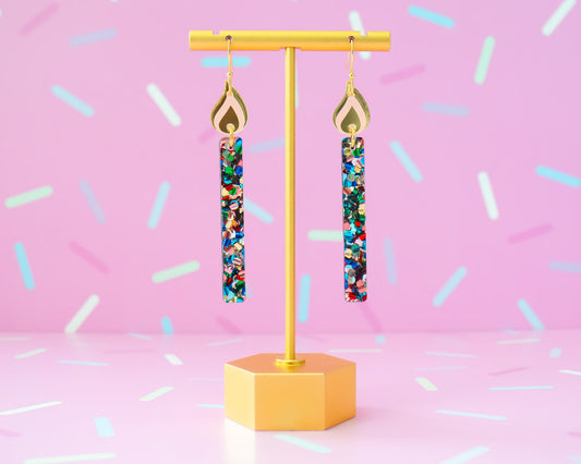 Glitter Birthday Candle Earrings