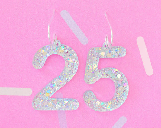 Silver Custom Birthday Number Earrings