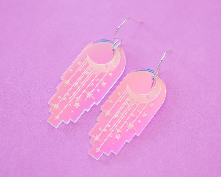 Moon and Stars Holographic Earrings