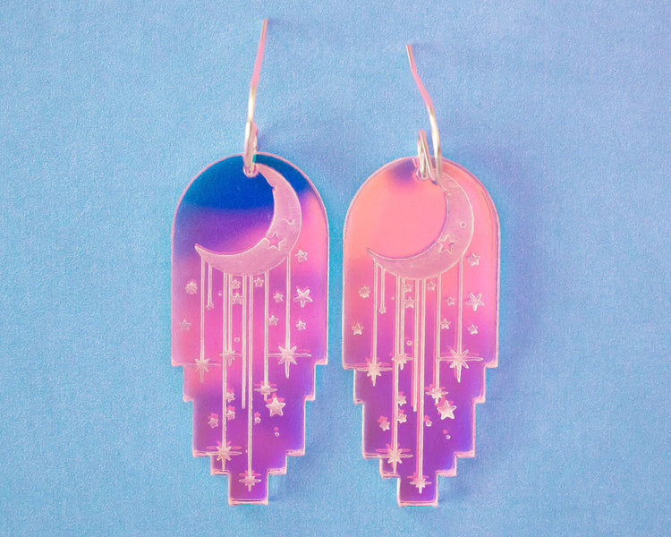 Moon and Stars Holographic Earrings