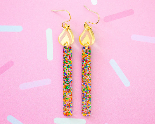 Glitter Birthday Candle Earrings