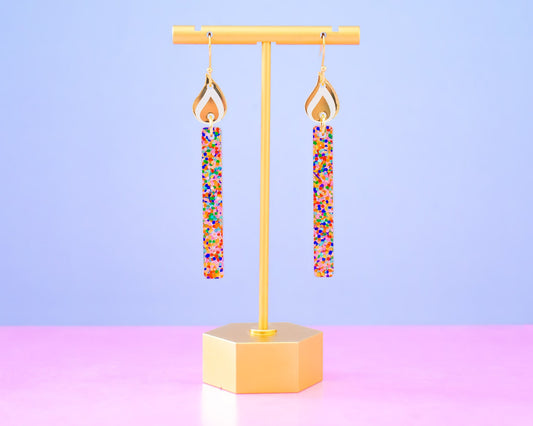 Glitter Birthday Candle Earrings