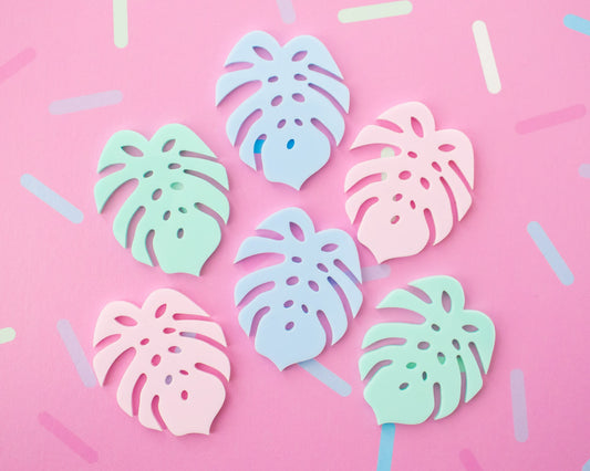 Pastel Monstera Leaf Drink Tags Set of 6