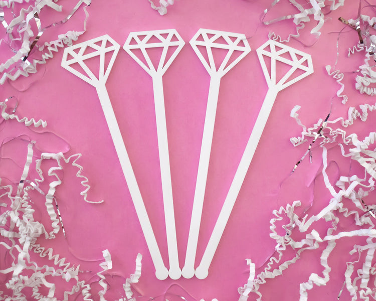 Diamond Engagement Drink Stirrers Set of 4