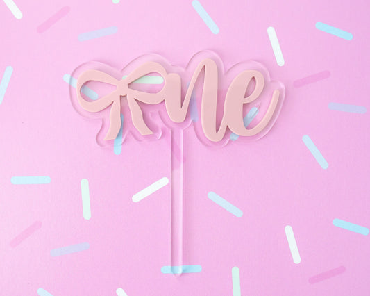 Pink Bow One Cake Topper, First Birthday Decor