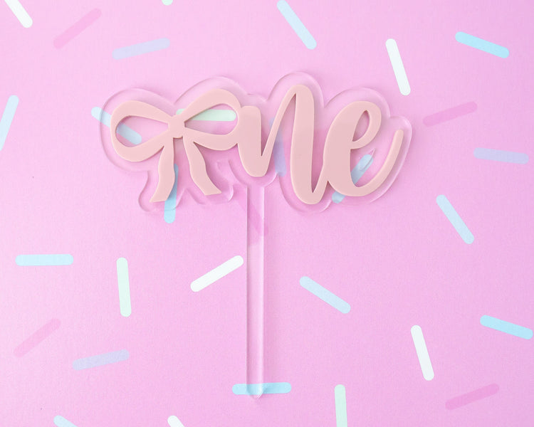 Pink Bow One Cake Topper, First Birthday Decor