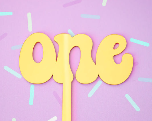 Gold Retro One Cake Topper