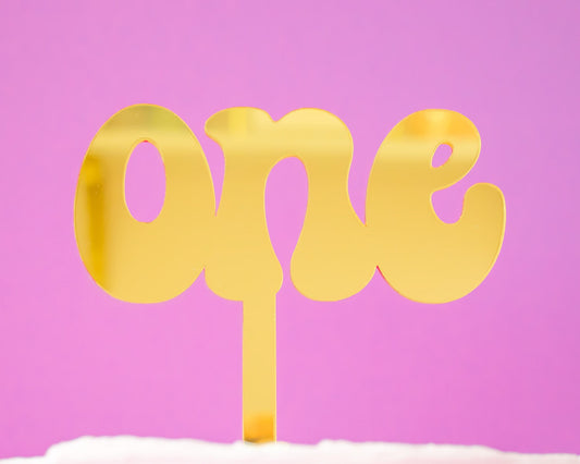 Gold Retro One Cake Topper