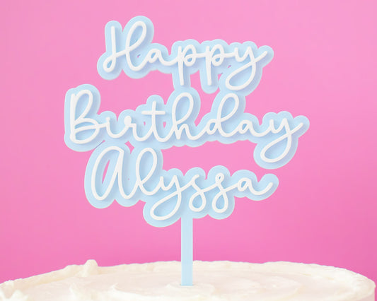 Custom Name Script Acrylic Birthday Cake Topper