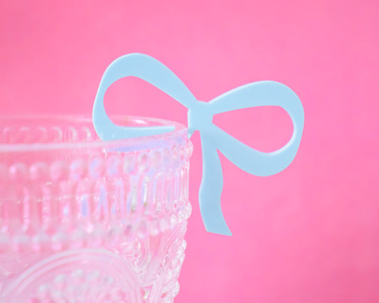 Blue Bow Drink Tags, Set of 4