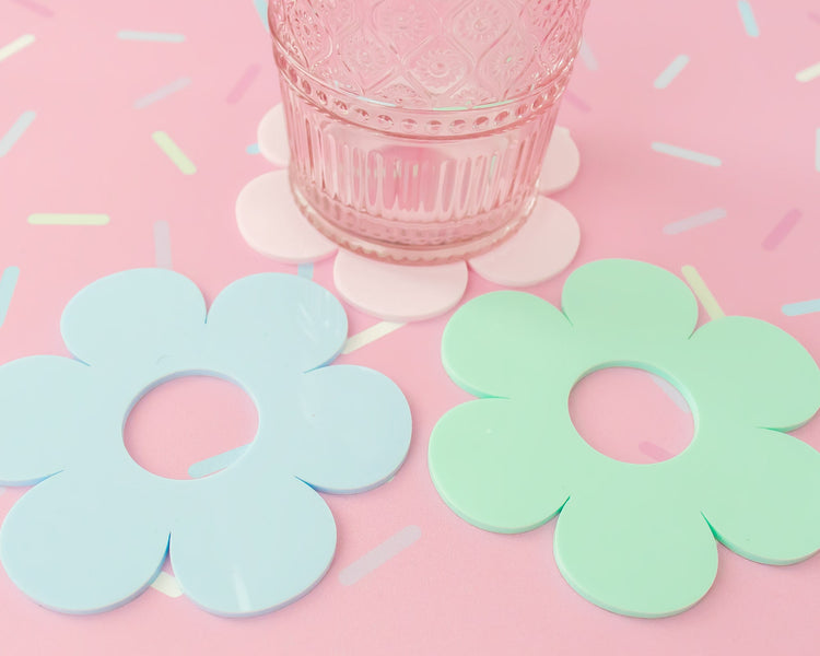 Pastel Retro Flower Acrylic Coaster