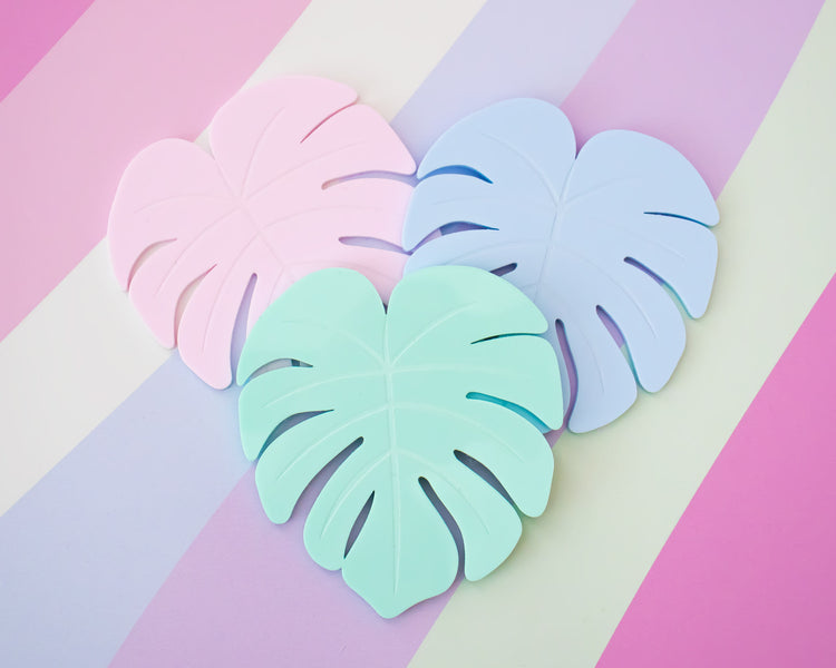 Pastel Monstera Leaf Acrylic Coaster