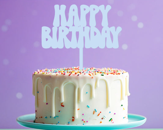 Retro Acrylic Birthday Cake Topper: Colorful Custom Party Decor