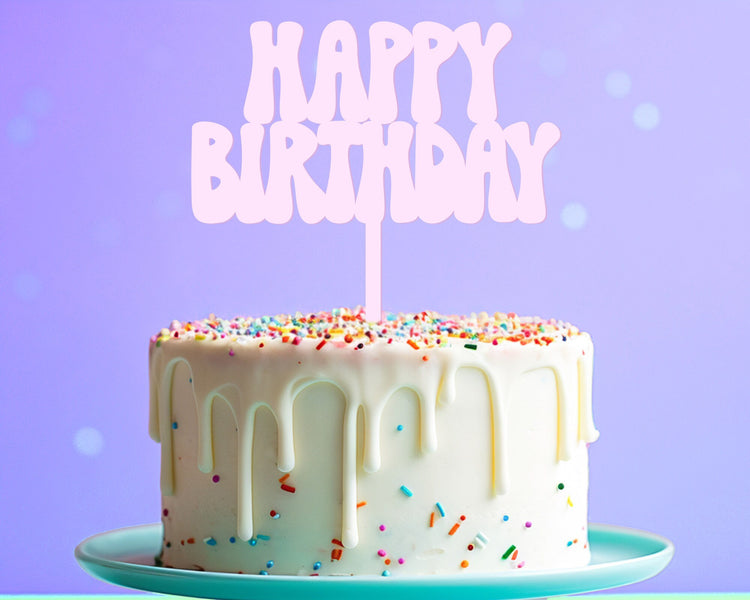 Retro Acrylic Birthday Cake Topper: Colorful Custom Party Decor