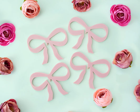 Dusty Pink Bow Drink Tags Set of 4, Tea Party Decor