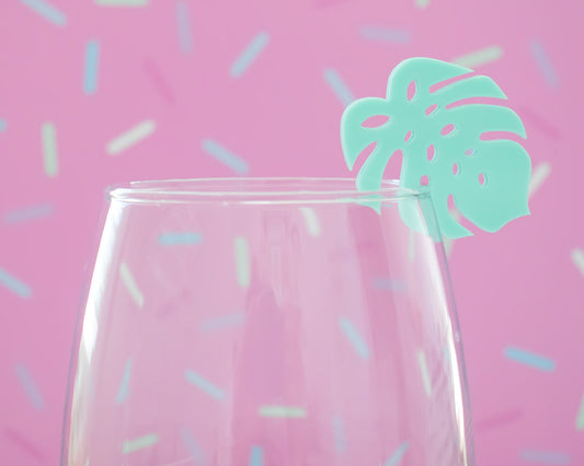 Pastel Monstera Leaf Drink Tags Set of 6