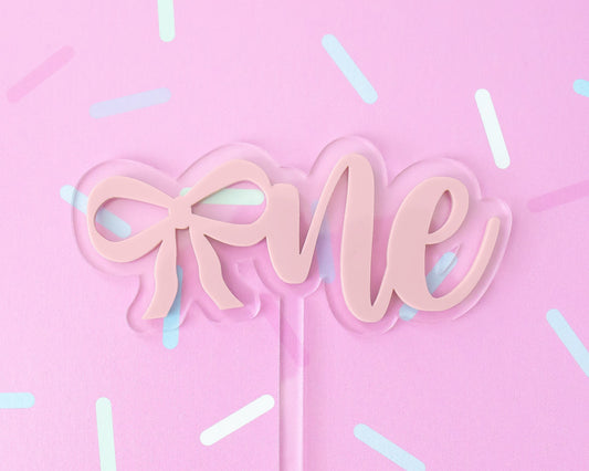 Pink Bow One Cake Topper, First Birthday Decor