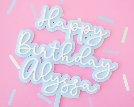 Custom Name Script Acrylic Birthday Cake Topper