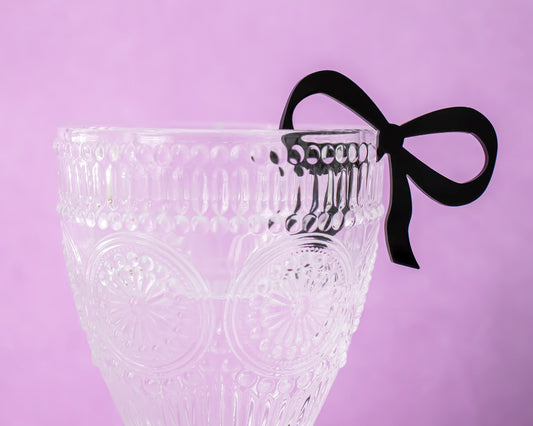 Black Bow Drink Tags, Set of 4