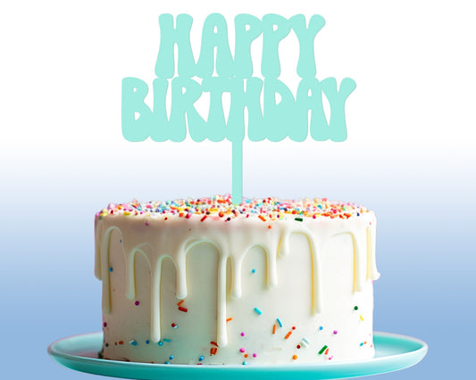 Retro Acrylic Birthday Cake Topper: Colorful Custom Party Decor