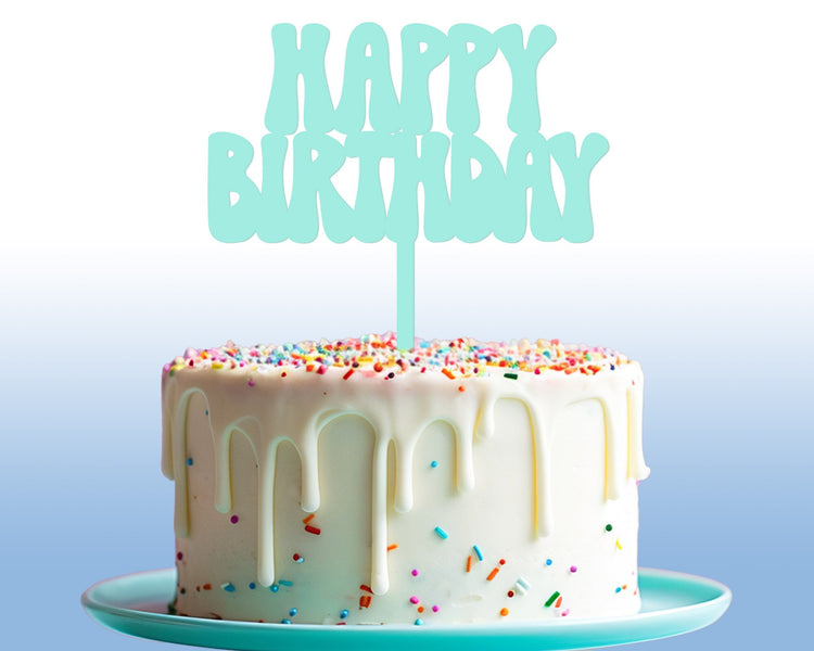 Retro Acrylic Birthday Cake Topper: Colorful Custom Party Decor