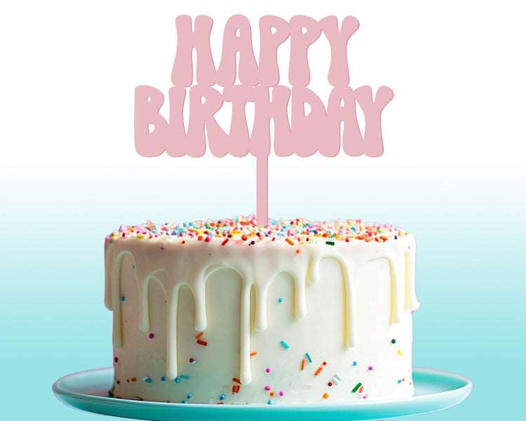 Retro Acrylic Birthday Cake Topper: Colorful Custom Party Decor