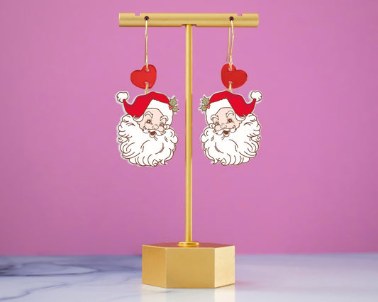 Red Retro Santa Acrylic Earrings