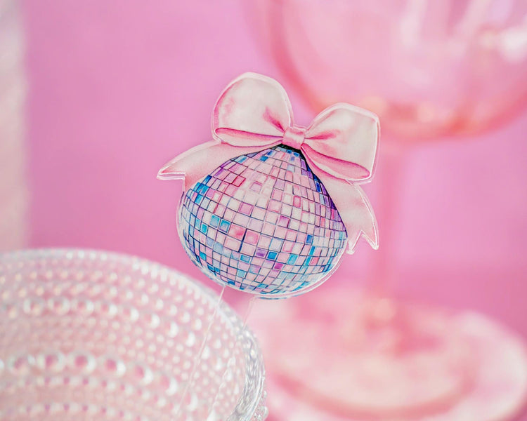 Disco Ball Bow Drink Stirrers