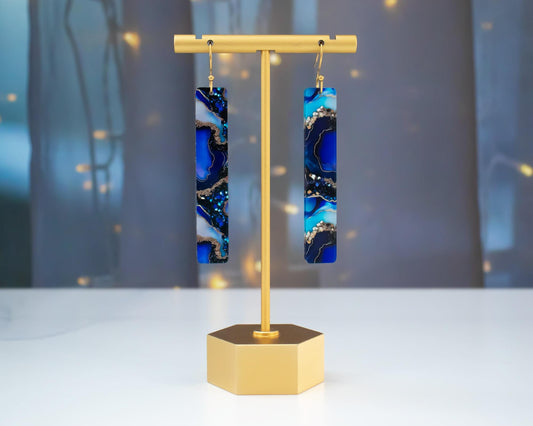 Agate Rectangle Bar Earrings