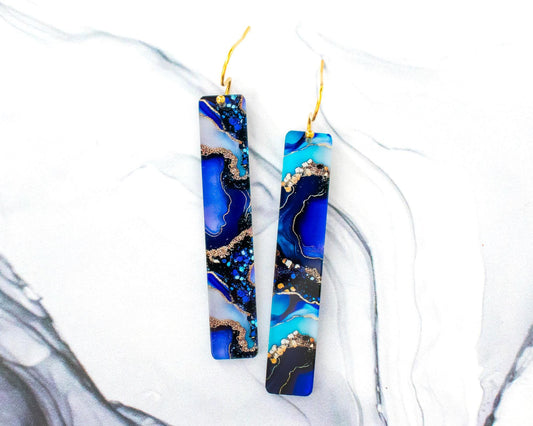 Agate Rectangle Bar Earrings