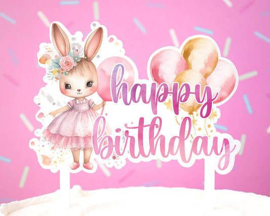 Bunny Birthday Acrylic Cake Topper