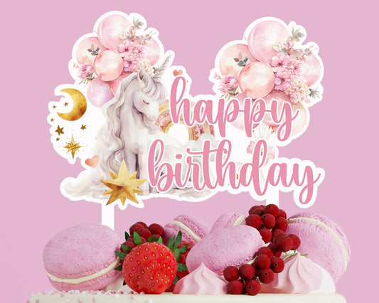 Magical Unicorn Birthday Acrylic Cake Topper