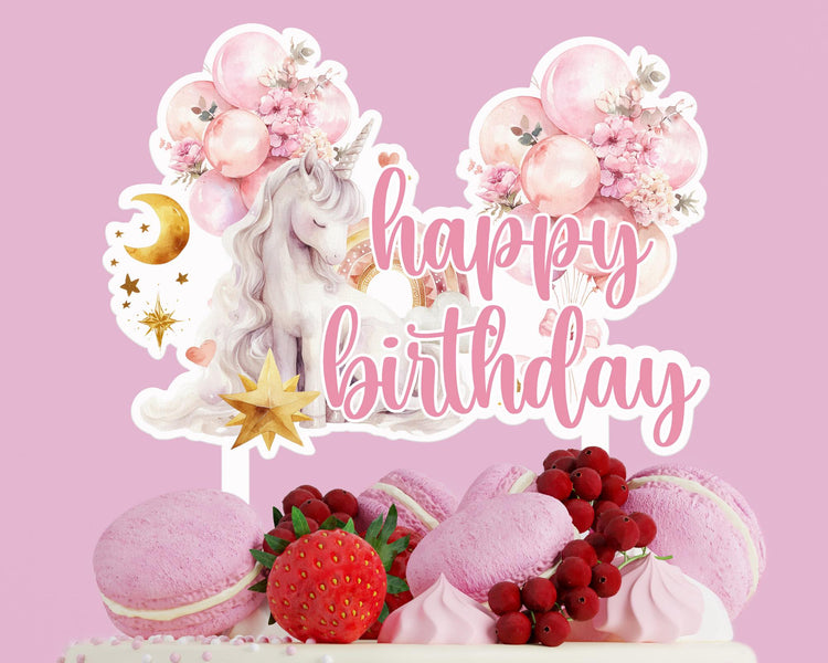 Magical Unicorn Birthday Acrylic Cake Topper